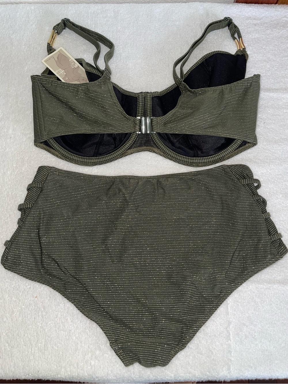 RARE Freya Olive Green & Gold Bikini Set w/ Gold Hardware - NWT - Picture 3 of 9